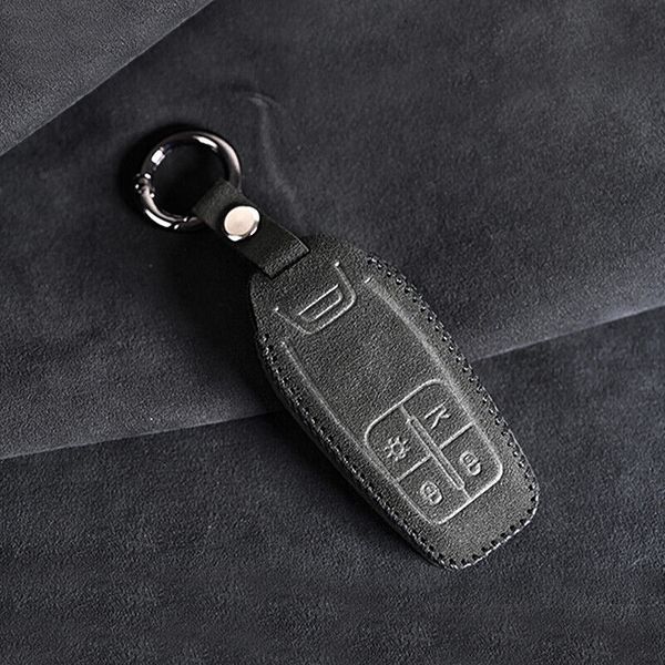 Suede Alcantara Remote Key Cover Case Fob Chain Shell For Ferrari 488 2017 2018
