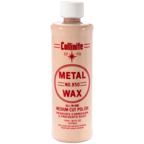 Collinite 850 Metal Wax & Polish Removes Rust & Prevents Oxidation in One Step - Heavy Duty Formula Easily Restores and Protects - For Aluminum, Chrome & Stainless Steel (16 fl oz)