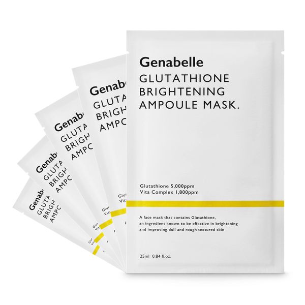 Genabelle Glutathione Brightening Ampoule Mask - Lightweight, Intensive Brightening Mask Sheet 5pcs