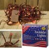 Light String Set 140 Patriotic Americana Teeny Bulbs Multi Function Brown Cord