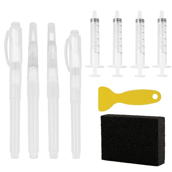 10Pcs Spackle Wall Repair Kit Touch Up Paint Pen for Walls Refillable Paint Brush Pens with Touch Up Paint Syringe Scraper And Sponge for Furniture Cabinets Drywall