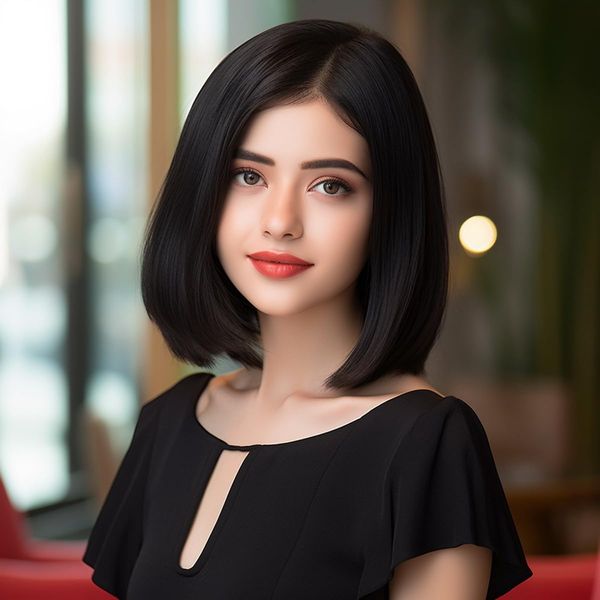 BERRYLION Black Bob Wig for Women|Short Bob Wig for Girls|Synthetic Wigs for Daily Use