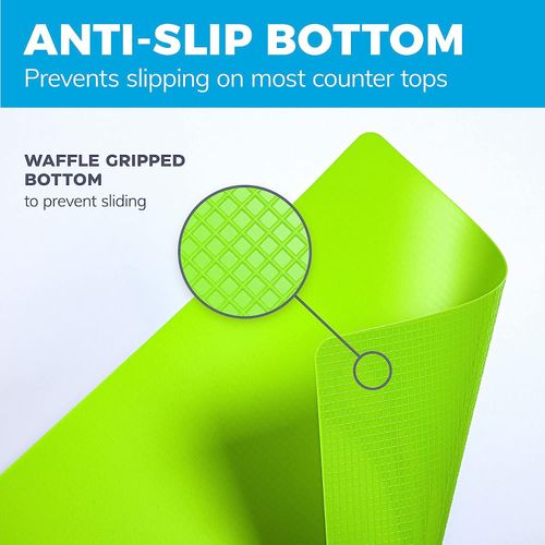 Extra Thick Flexible Cutting Mat Set With Food Icons & "EZ-Grip" Back (Set Of 4 Mats) - Flexible Cutting Boards for Kitchen - Flexible Plastic Cutting Board Set