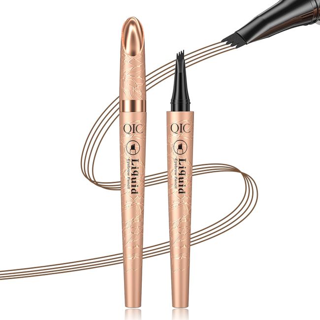 MSKS Eyebrow Pencil, Light Brown Eyebrow Tint, Tattoo Eyebrow Pen with Fork Tip, Waterproof Microblading Eyebrow Pen, Brows Makeup Rapid Natural Brow (Light Coffee)