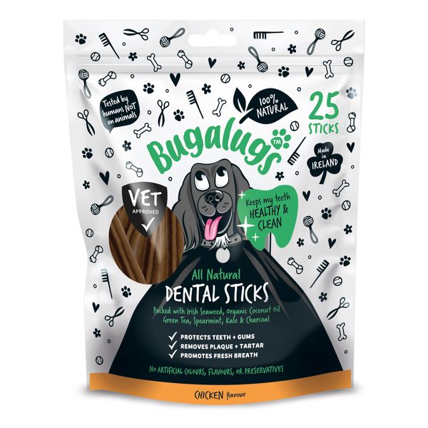 Bugalugs Dental Sticks Dogs - 100% Natural Dog treats & Dog Chews for Dog Teeth Cleaning, Dog Plaque Remover & Dog Breath Freshener - Dog dental sticks are Grain Free Dog Treats