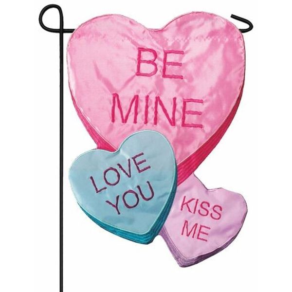 Sculpted Candy Hearts Double Applique Garden Flag