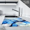 Glass Chopping Board | Kitchen Worktop Protector | Multifunctional Cutting Board | Work Top Savers | Kitchen Accessories | Extra Large | Blue Black Silver