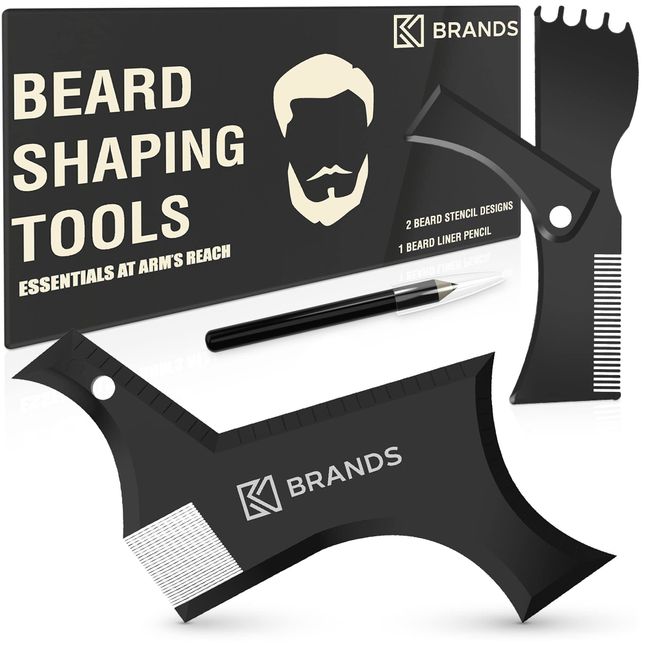 K-Brands Beard Shaper Tool Kit for Beard Shaping & Styling – Premium Beard Lineup and Guide Tool for Men– Perfect for Styling and Edging – Comes with Beard Pencil