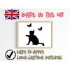 Novelty Cat chasing Butterflies Light Switch Stickers Also Use on Laptop/Tablet/Car Small decal