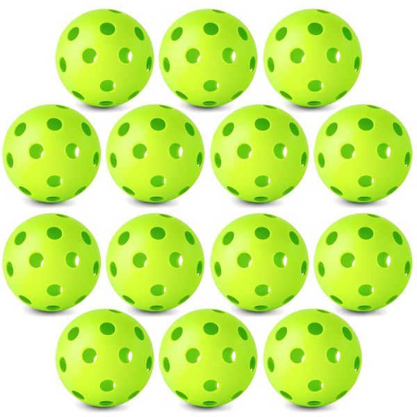 Coopay 14 Pack Baseball Practice Baseballs Plastic Hollow Airflow Soft Balls for Hitting, Baseball Training Indoor Outdoor Use (Green)