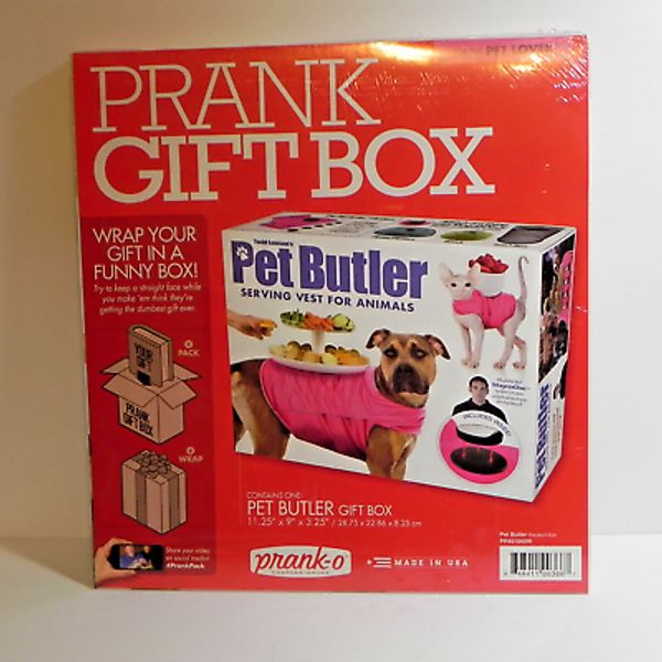 Prank o Gag Gift Box Pet Butler Serving Vest LARGE Present Wrapping NEW Empty