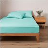 Aqua Fitted Sheet - King Size, Wrinkle Free Plain Dyed Bedding, Non Iron Polycotton
