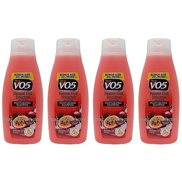 LOT 4x VO5 PASSION FRUIT SMOOTHE w/ SOY MILK, 5 Oils & 5 Vitamins Shampoo18 OzEa