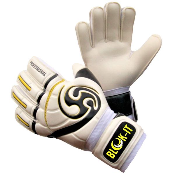 Blok-iT Goalkeeper Gloves – Goalie Gloves to Help You Make the Toughest Saves – Secure and Comfortable Fit with Extra Padding. Adult & Kids Goalie Glove/Football Gloves (White & Black, Size 4)