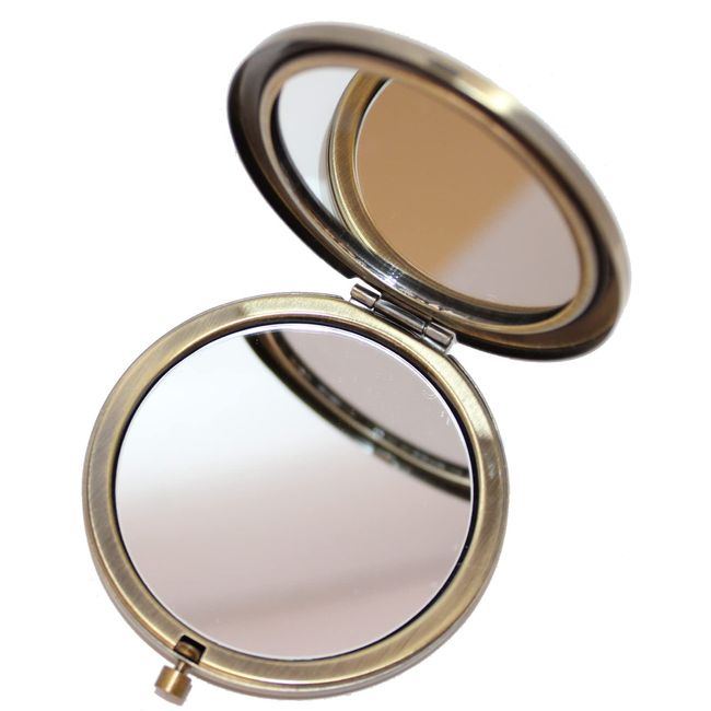 LEREVE Brand Compact Mirror, Travel Portable Mirror, Equal & 2x Magnifier for Makeup, Bronze