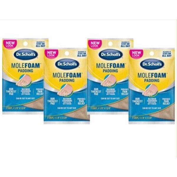 4 Pack Dr Scholls Molefoam Padding Two 4 1/8 X 3 3/8 Strips Each