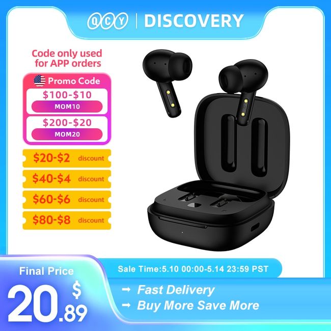 QCY T13 Wireless Earbuds Bluetooth 5.1 Headphones Touch Control with  Charging Case, 40H Playtime, IPX5 Waterproof Stereo Earphones