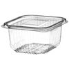 Thali Outlet - 50 x 375cc Clear Plastic Salad Containers with Hinged Lids Stackable Leakproof Rectangle Boxes