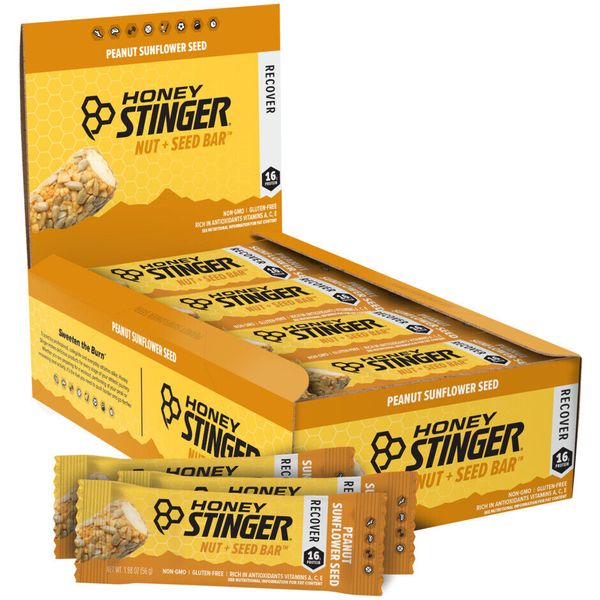 Honey Stinger Nut + Seed Bar 12 Pack [Peanut & Sunflower Seed] Protein 1.98oz