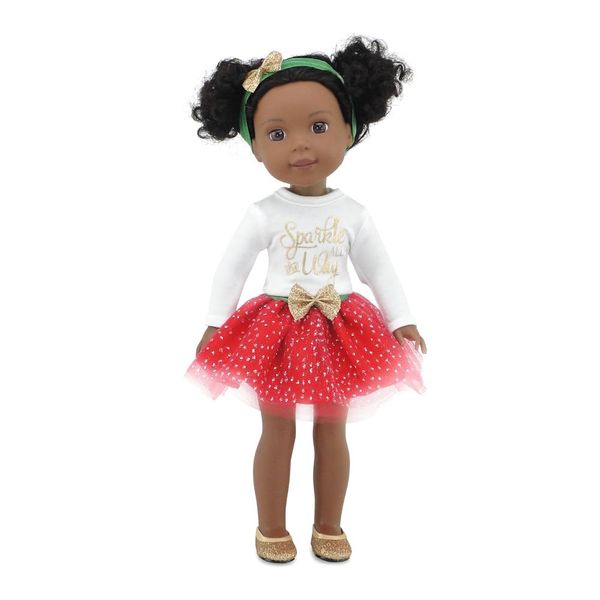 Emily Rose 14 Inch Doll Clothes and Accessoreis | 4 Piece Holiday Tutu Skirt Outfit, Including 14" Doll Shoes! | Fits Most 14" and 14.5" Hard-Bodied Dolls