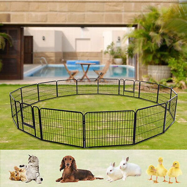 Foldable Dog Playpen 16PCS 31.5"x24" Dog Fences Square Tube Pet Fence