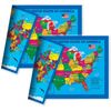 2-Sided Desk Map with Durable Lamination (2 Children's Desk Maps: US Map/US Centered World Map)