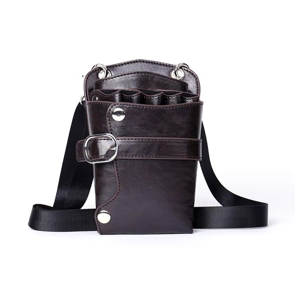 Scissors Pouch PU Leather Salon Barber Hairdressing Scissors Holster Hair Stylist Tools Bag Comb Shear Holster Waist Shoulder Belt (Black)