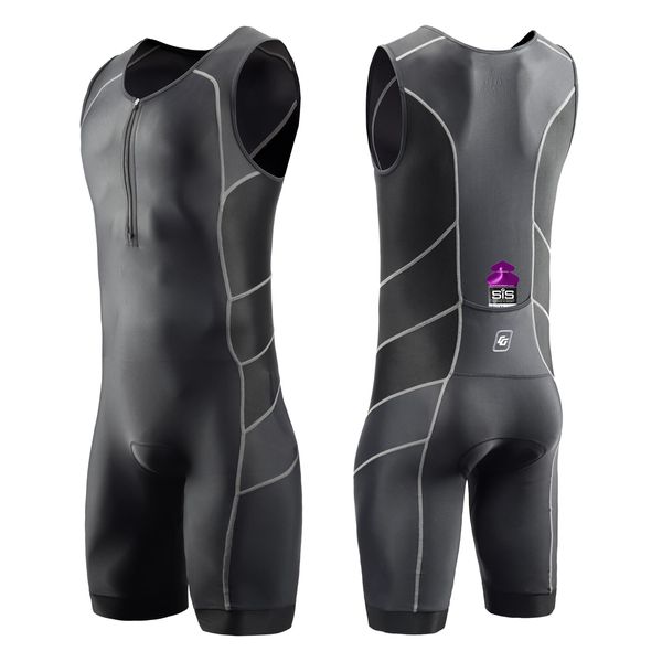 CGLRybO Triathlon Suits Mens One-Piece Sleeveless Trisuits Skin Wet Suit for Running Cycling Swimming