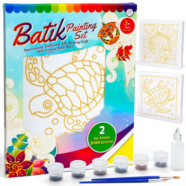 Malaysian Batik Organic Colors Painting 2-in-1 Kit (Fish, Sea Turtle) - Art Craft Painting Activity Kit Set for Adults and Kids