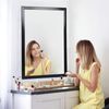 Black Bathroom Mirror for Wall 24" x 36" Black Metal Framed Rounded Rectangle