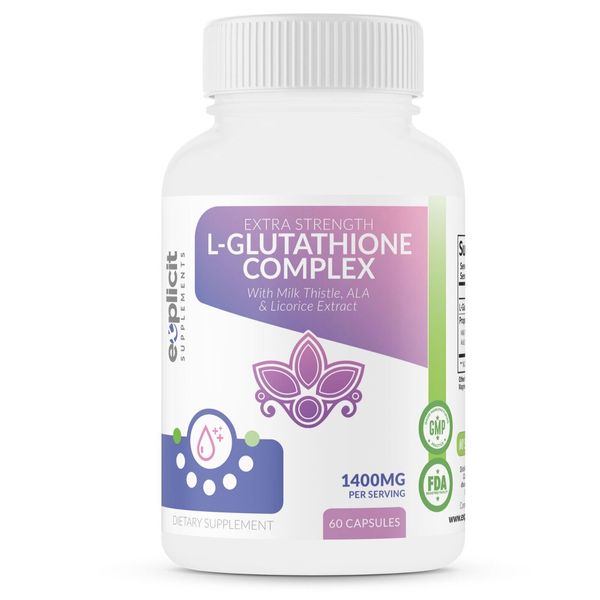 L-Glutathione Capsules, Free Radical Neutralizer, 1000mg/serv, 30 Servings