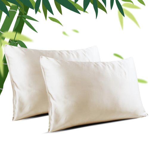 Standard Size Pillow Protectors Viscose Derived from Bamboo - Set of 2 Zippered, 400 Thread Count Cooling Pillow Case 26x20 Inch Soft Hotel Quality(2 Pcs, Zippered, Beige, Standard)…
