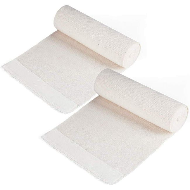 2 Rolls Cotton Bandage Compression Wrap for Wound Care  Swelling 6 inch 15 Feet