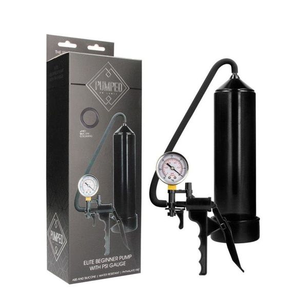 Shots Pumped Elite Mens Beginner Pump with PSI Gauge - Black