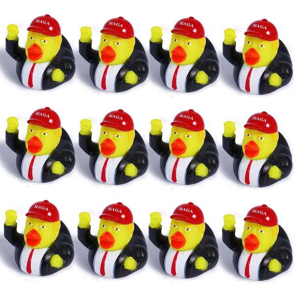 Donald Trump Rubber Ducks Bulk, 12 Pack Small 2.3 Inch, Funny Trump Duckies for Jeep Ducking, Trump 2024 Election Gifts, Bath Toys for Kids & Adults, Car Dashboard Decorations