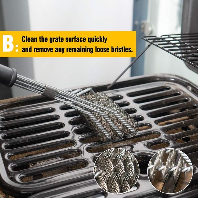 Grill Brush and Scraper Bristle Free Safe BBQ for 18'' Stainless Grate  Cleaner