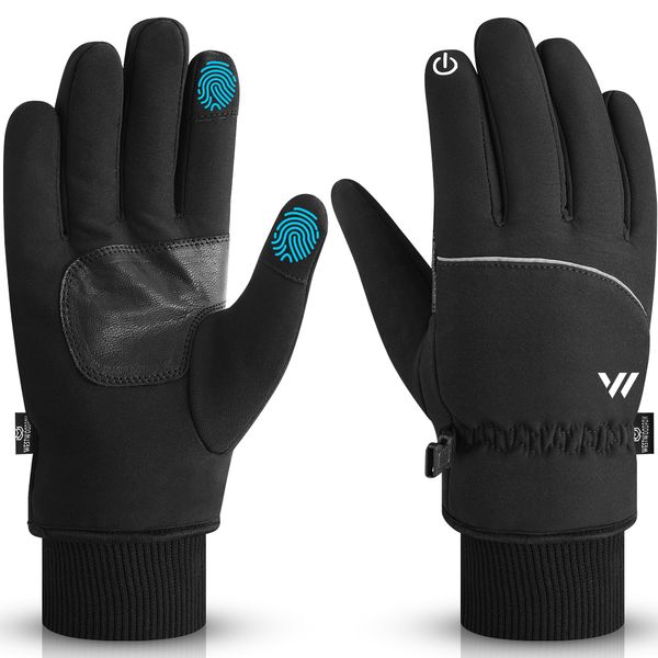 WESTWOOD FOX Winter gloves for Men & Women,-20℉ Coldproof,Touchscreen Ski gloves,AntiSlip,Thermal Insulated,Waterproof Gloves for Skiing,Cycling,Hiking,Snowboarding and outdoor activities (Black, S)