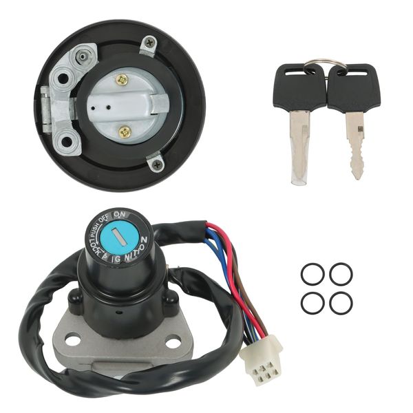 labwork Ignition Switch Fuel Cap Lock Set Replacement for Kawasaki KLR 650 1987-2007