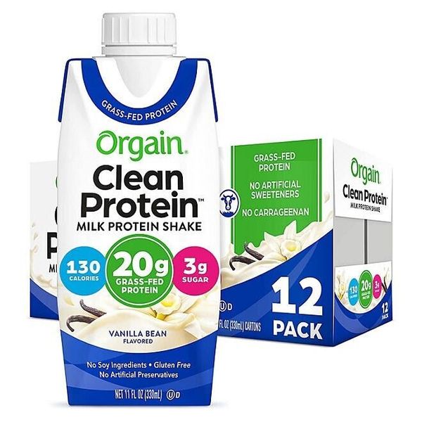 Orgain Clean Protein Grass-Fed Protein Shake, Vanilla Bean (11 fl. oz., 12 pk.)