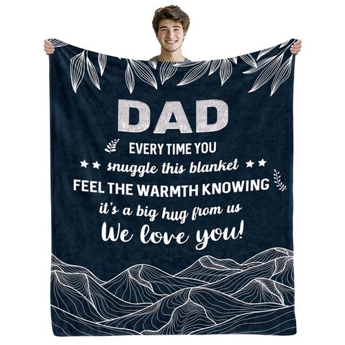 Wazzio Birthday Gifts for Dad from Daughter Son, Dad Blanket Gifts from Daughter, Gift for Fathers Day, Father Throw Blanket for Sofa Couch Bed, Men Gifts Ideas 50"X60"