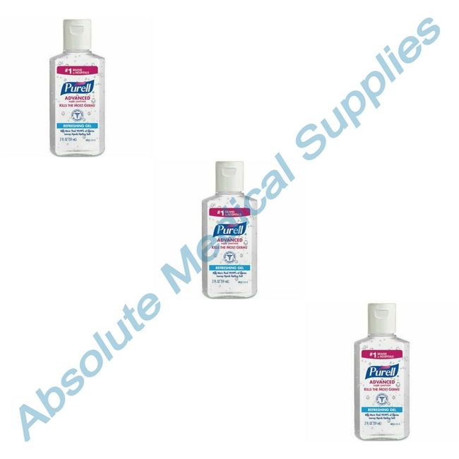 *3-Pack* Purell Advanced Hand Sanitizer 2oz Gel Flip Top Bottle 9606-24-S