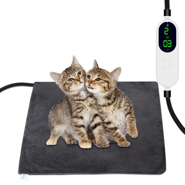 ENJOY PET Pet Heating Pad, Dog Heating Pad with 13 Level Timer and 9 Level Temperature, Indoor Heating Pads for Cats Dogs with Chew Resistant Cord, Long-Time Working Pet Heated Mat, Auto Power Off