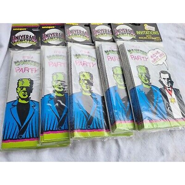 5 PK NEW 1991 UNIQUE UNIVERSAL MONSTERS PARTY INVITATIONS DRACULA FRANKENSTEIN