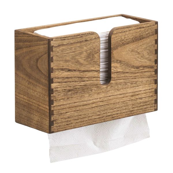 KIRIGEN Wood Paper Towel Dispenser - Wall Mounted Paper Towel Holder Countertop for Kitchen Restroom Decor and Bathroom - Holds C Fold, Z Fold, Trifold Hand Tissue Napkins CZH-DBR