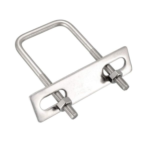 sourcing map Square u-Bolts 2pcs 1.57"(40mm) Inner Width 80mm Length M6 304 Stainless Steel U Bolt with Nuts Frame for Boat Trailer