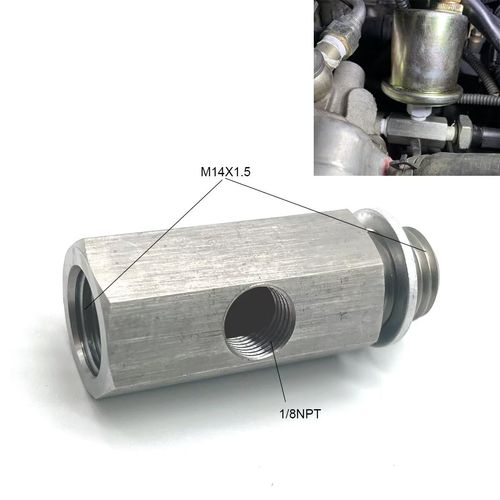 Stainless Steel M14x1.5 Female to M14x1.5 Male with 1/8 NPT Port Oil Pressure Sensor Adapter Tee Adding an Oil Pressure Gauge or Turbo Supply line