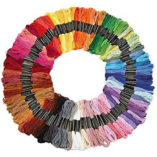 Embroidery Thread Set, 100 Bundles, Cross Stitch Cotton, Embroidery Thread, 32.8 ft (8 m), 6 Pieces (100 Bundles)