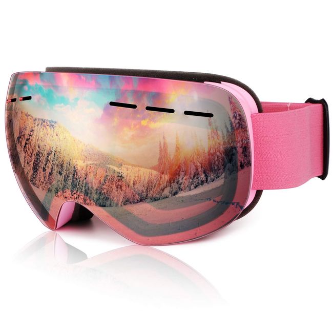 HuoBi Skibrille, Schneesportbrille Outdoor Skibrille OTG 100% UV Schutz Skibrille, winddichte und beschlagfreie Snowboardbrille für Männer Frauen Erwachsene Jugend