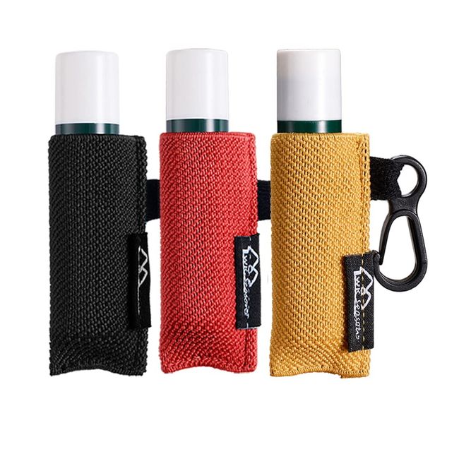 Lip Balm Holder Keychain Single 3pcs Clip on Chapstick Sleeves Holder Pouch Tight-Knit Elastic Lipstick Sleeve (Black/Orange/Yellow)