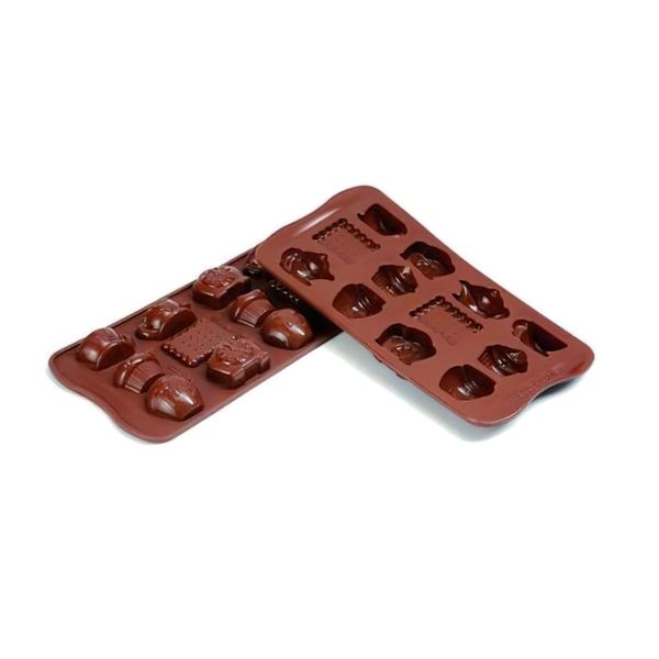 Silikomart SCG17 Platinum Tea Time Silicone Chocolate Mold, Brown